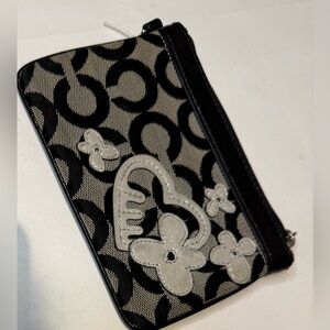 Coach Poppy Wristlet with Heart and Tea Rose Appliqué